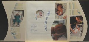 Covers open on photo above, showing insert page.