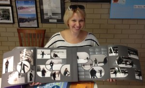 Kristie with the almost-completed GREAT SNOWBALL FIGHT