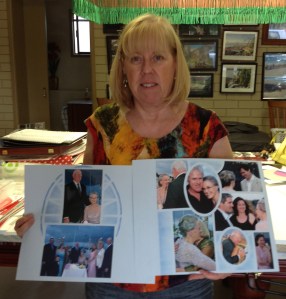 Kathy after playing with chalk and the Ellipse stencil.