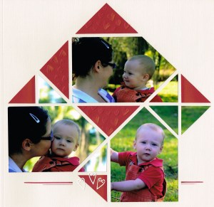 Jack and Mum - embossed paper. heart laces.