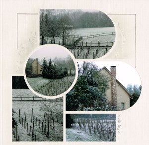 Nivelle day 2 - it snowed! Dry embossing on the page in relief.