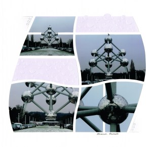 Atomia, Brussels - embossed circles as overall pattern, with some circles cut around on the edge.